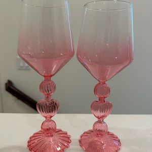 SET OF 2 PINK HEART WINE GLASSES HOMEGOODS MARSHALLS TJ MAXX FINDS